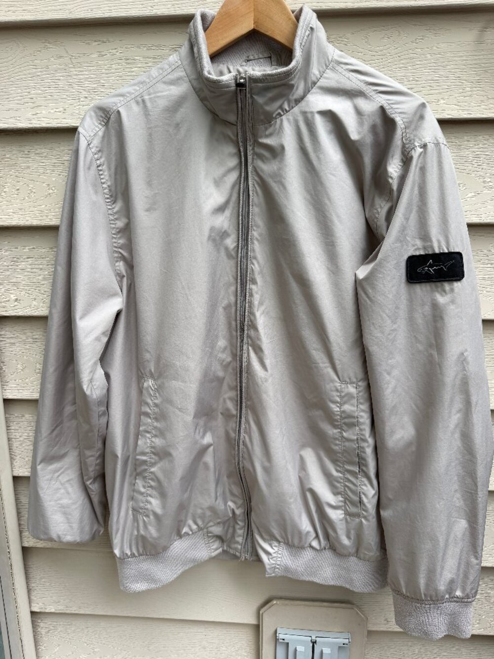 Greg Norman for Tasso Elba Mens Light Gray Full Zip Windbreaker Jacket Size M